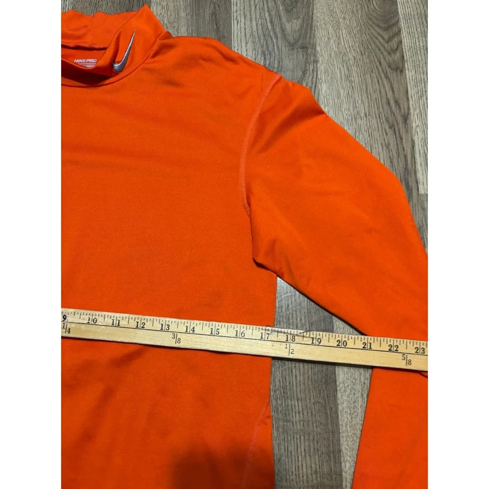 Nike Pro Compression Mens Size XL Orange Shirt Long Sleeve Mock Neck Dri-Fit